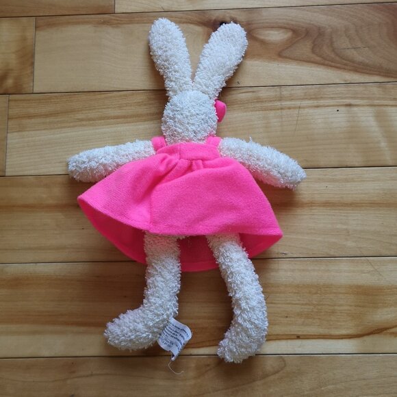 VINTAGE Bunny Rabbit with Pink Dress Plush Stuffed Animal - Picture 2 of 2